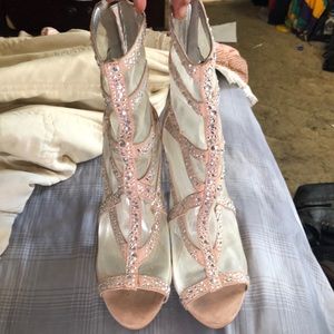 High quality high heel boots with open toe.